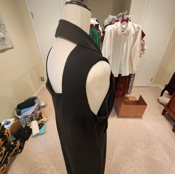 Virgo Midi Black Linen Halter Dress Size 16 Spring Summer - Picture 3 of 11